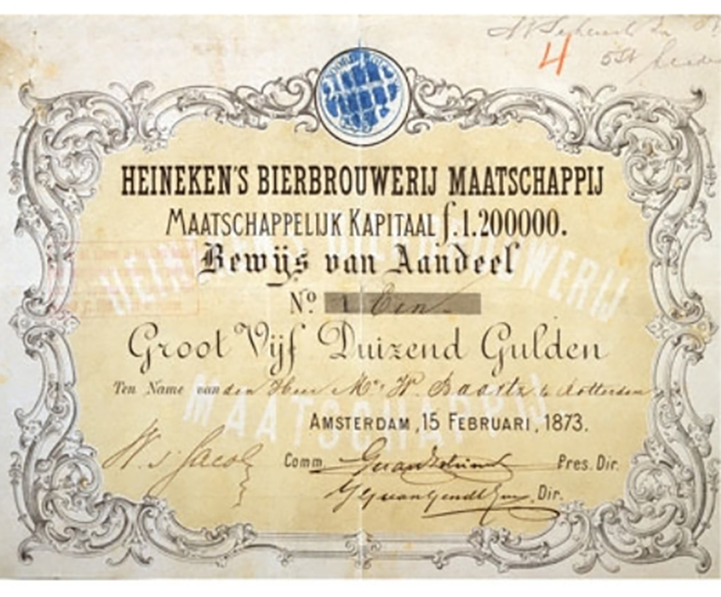 จดทะเบียนเปลี่ยนชื่อโรงเบียร์เป็น 'Heineken's Bierbrouwerij Maatschappij' ในปี 1873
