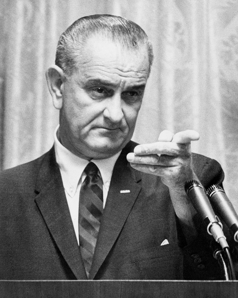 US President Lyndon B. Johnson delivers a speech 2