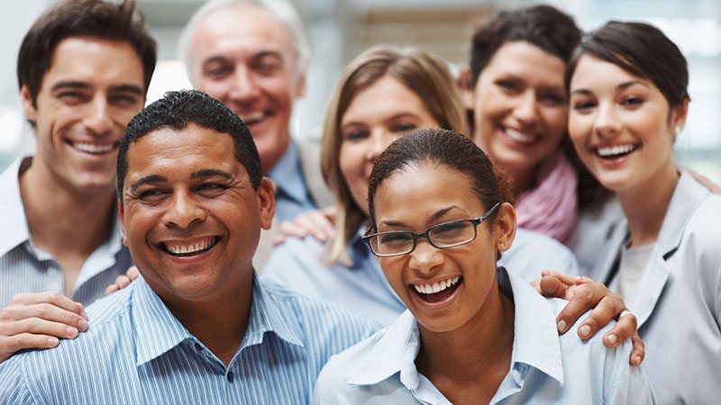 Group of diverse business colleagues enjoying success