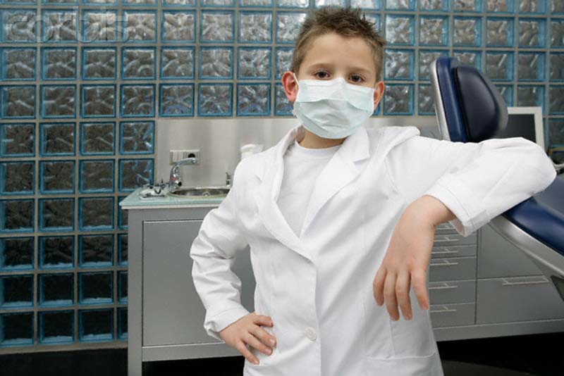 Little Boy Wearing Surgical Mask