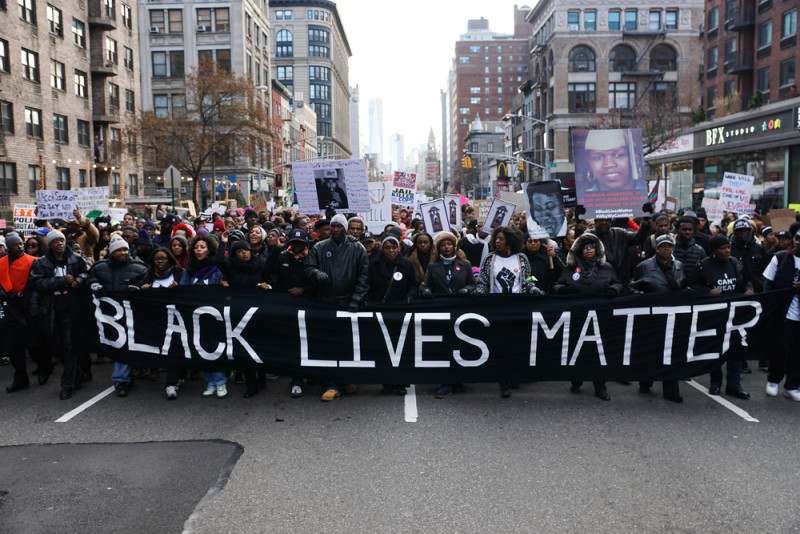 Dec. 13, 2014 - New York, NY. Thousands of protestors march in Millions March NYC, a massive protest against police brutality. Photo by Julius Motal for Voices of NY
